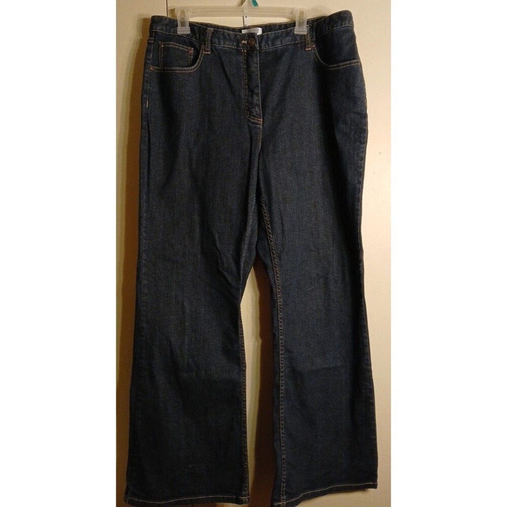 Christopher & Banks Dark Wash High Rise Wide Leg DENIM Jeans Size 16 NWOT